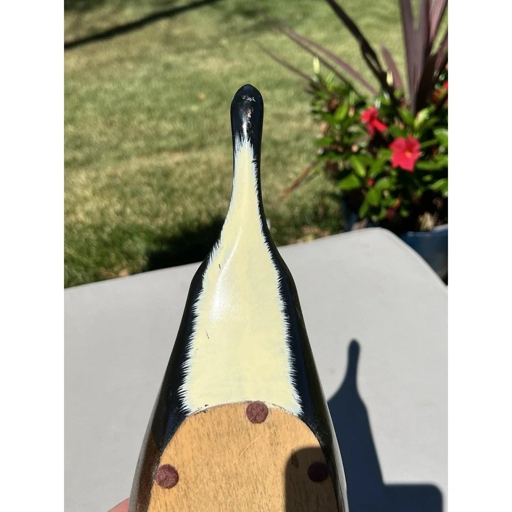 VTG Fetco Hand Carved Hand Painted Wooden Duck Decoy Glass Eyes 16